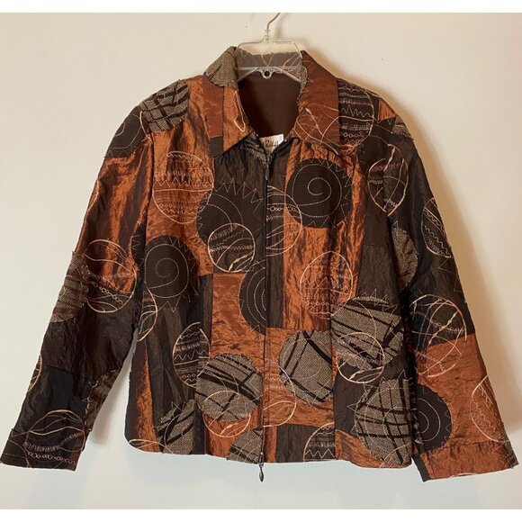Joseph Ribkoff Patchwork Jacket Brown & Black Abstract Print Medium - Picture 3 of 11
